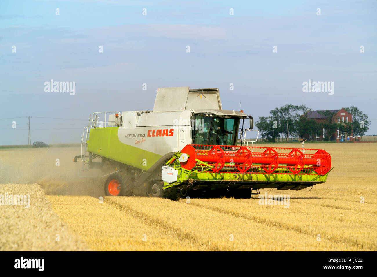 Beim Ernten von Weizen Claas Lexion 580 Terra Trac Mähdrescher Stockfoto