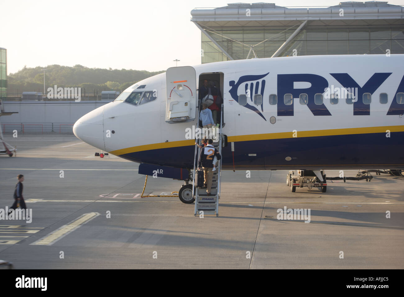 ein Flug vom Flughafen Stansted UK Stockfoto