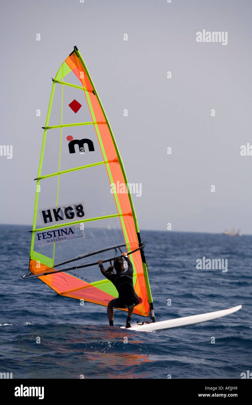 Windsurf Segeln Mondello Palermo Sizilien Stockfoto