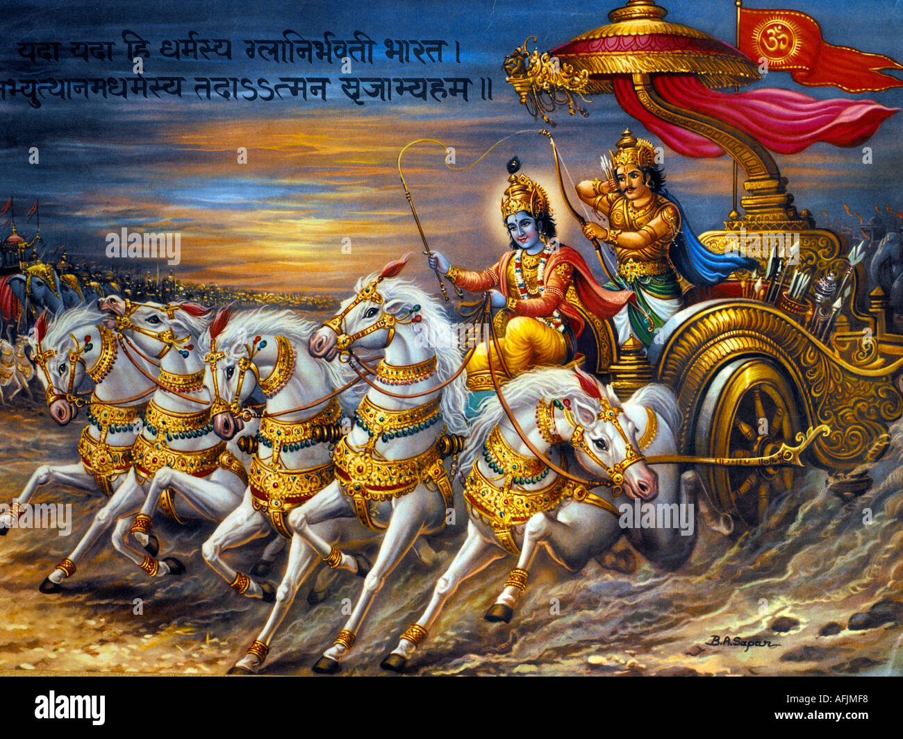 Krishna Arjun in ihren Wagen Stockfoto Krishna Arjun in ihren Wagen Stockfoto