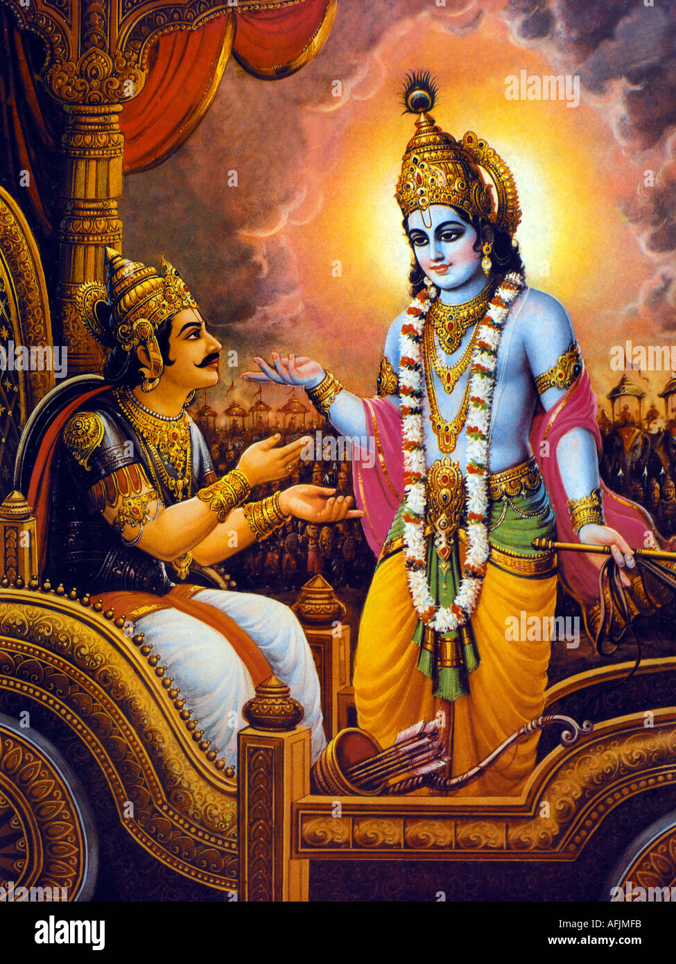 Krishna Arjun in ihren Wagen Stockfoto Krishna Arjun in ihren Wagen Stockfoto