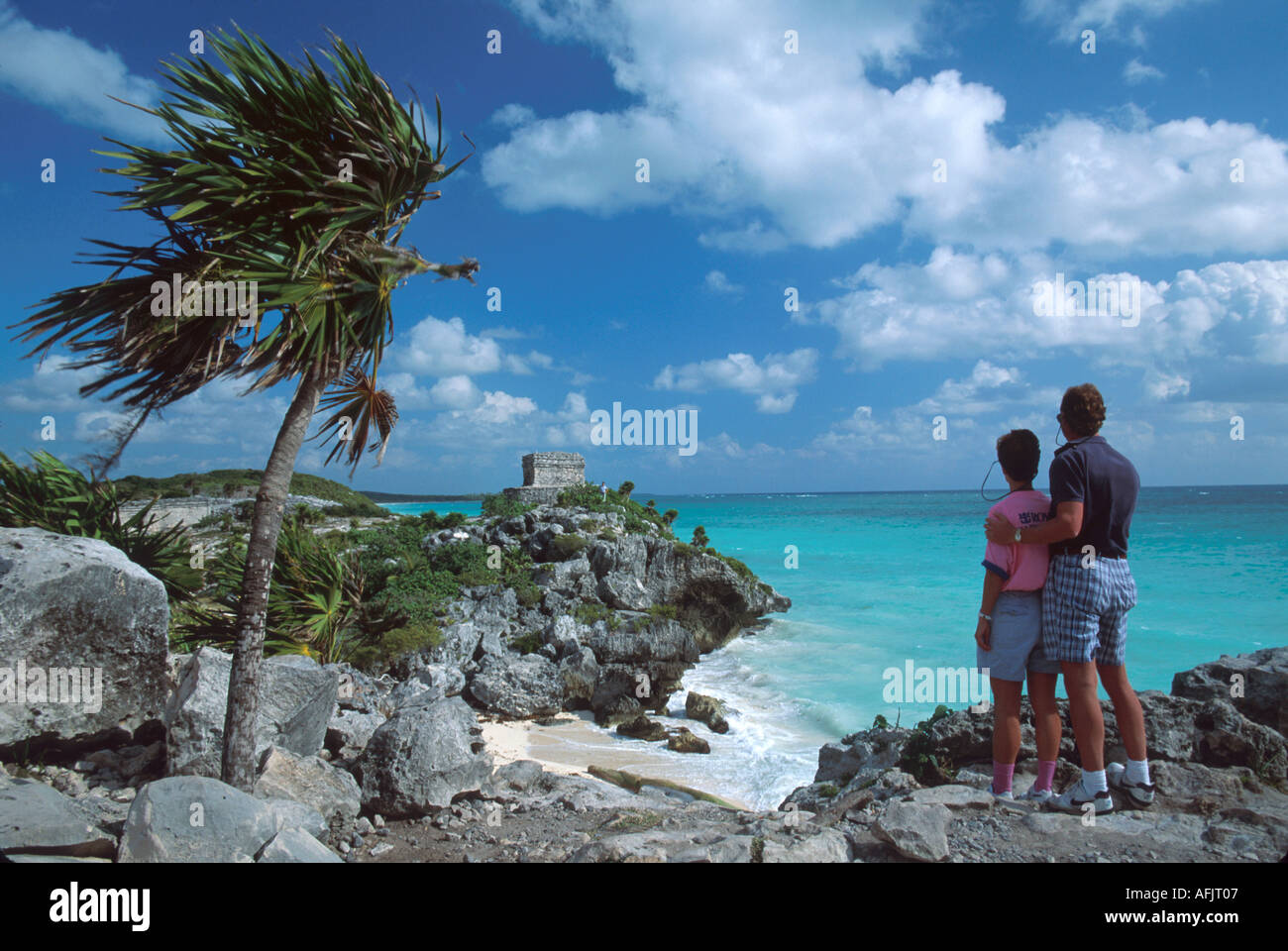 Mexiko, Mexikanisch, Mittelamerika, Pan, Nordamerikanische Amerikaner, Hispanic Latino ethnische Einwanderer Minderheit, Mestizo, Yucatan, Tulum, restauriert Stockfoto