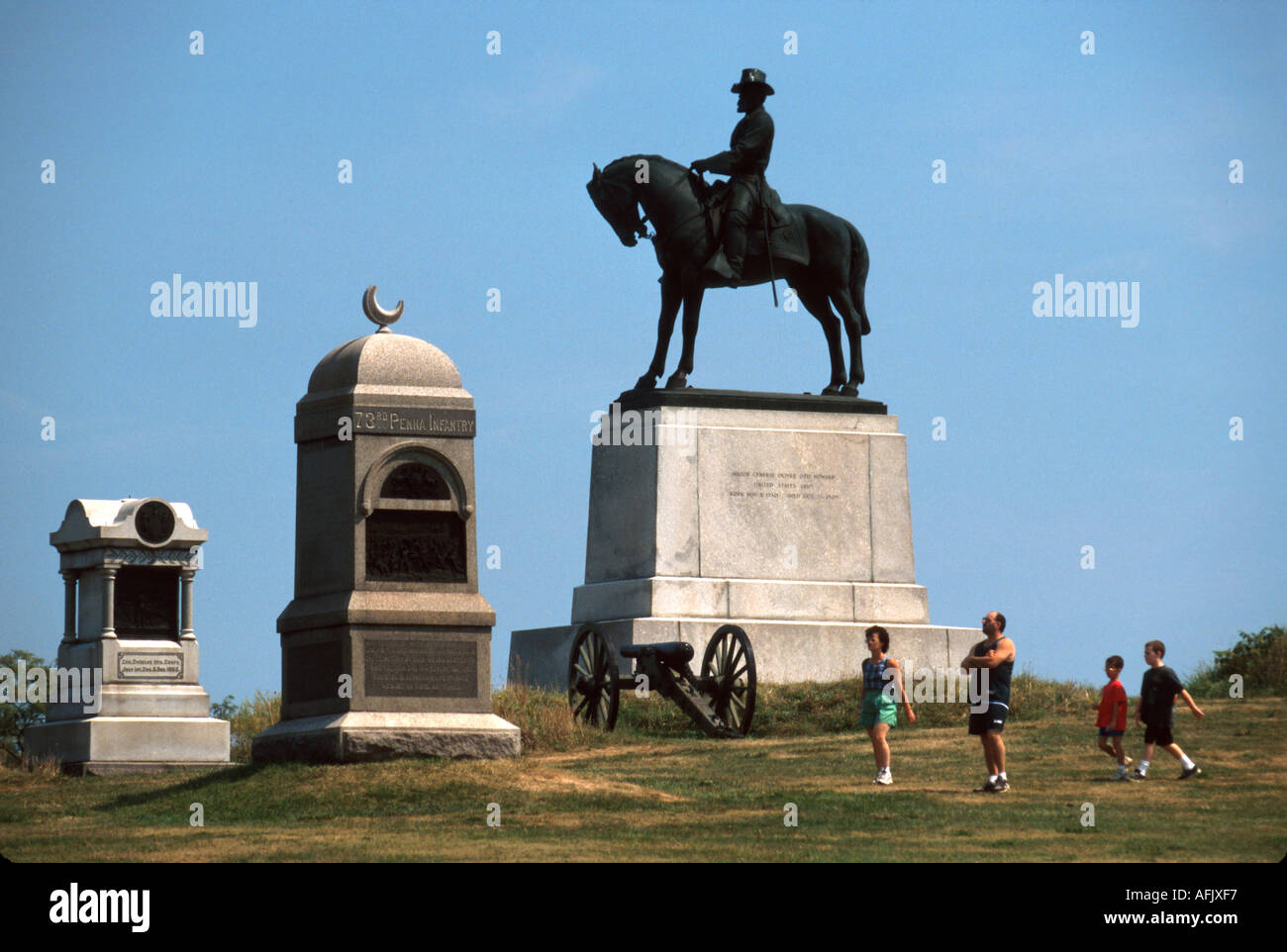 Pennsylvania, Gettysburg National Military Park, öffentliches Land, Erholung, East Cemetery Hill Union General Oliver Howard Statue, öffentliche Kunstwerke, Memoria Stockfoto