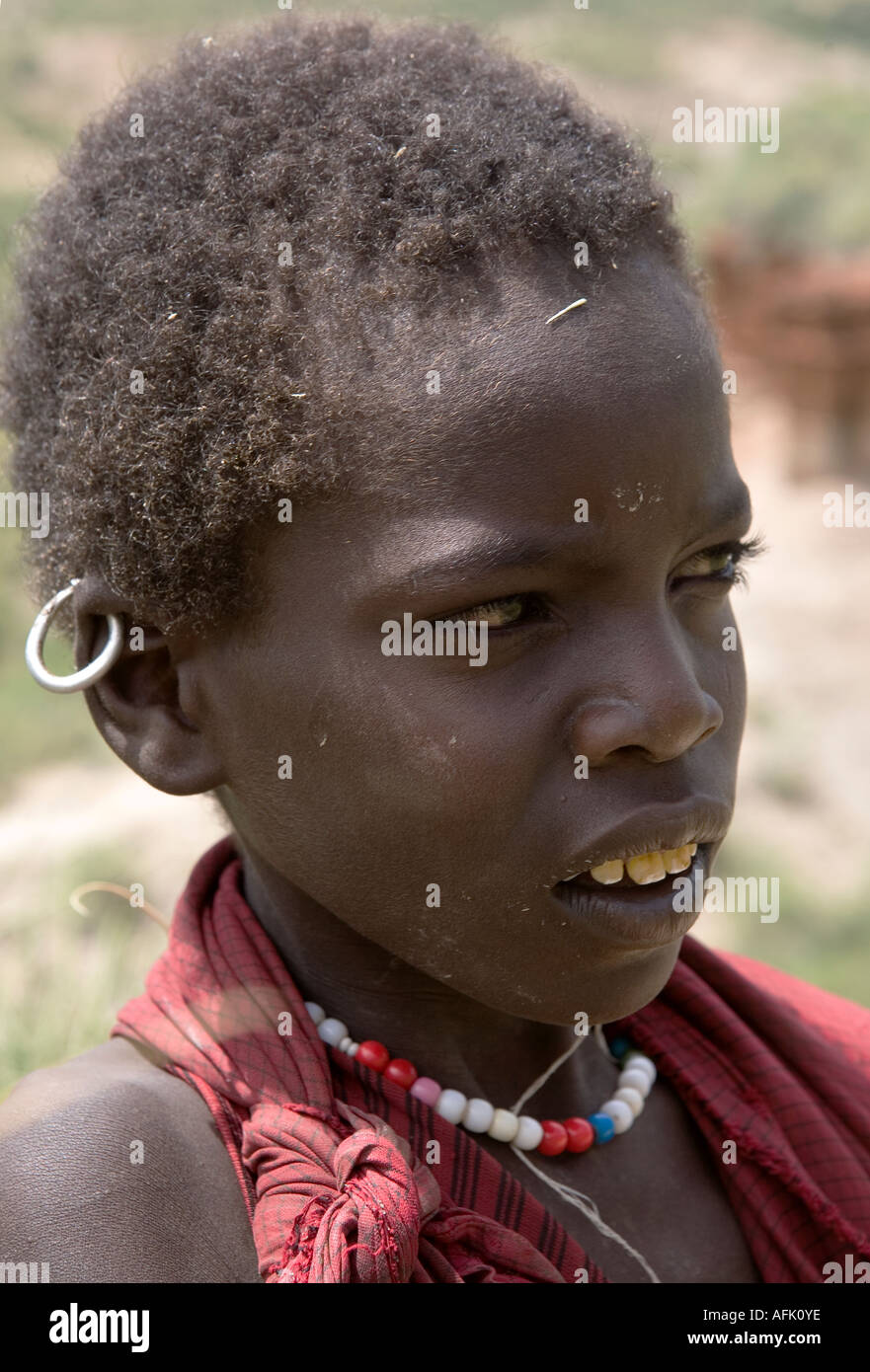 Masai Mädchen der Ngorongoro Conservation Area Stockfoto