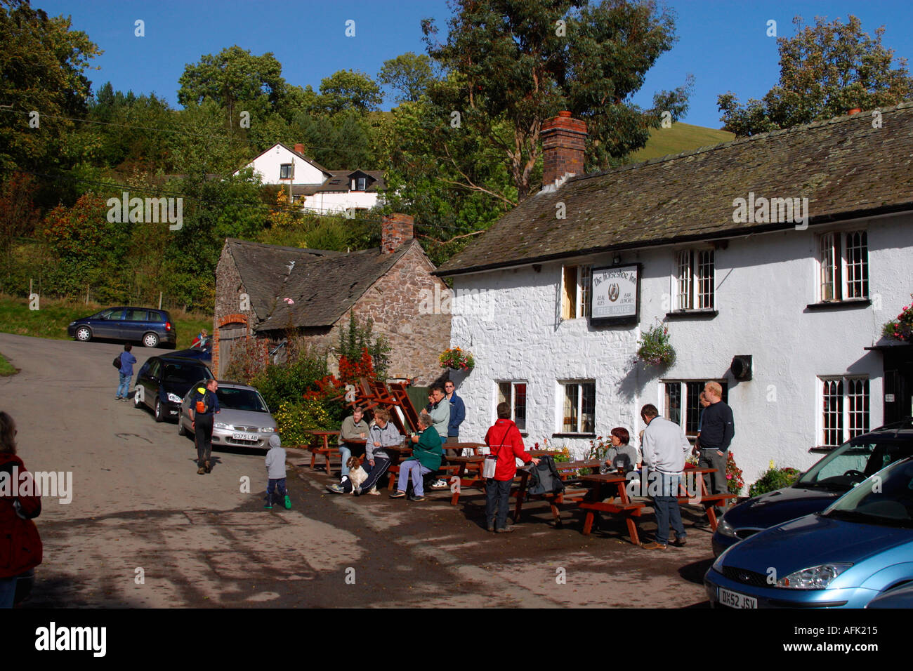 Englischen Country Pub Wirtshaus Hufeisen Inn Brücken Long Mynd Shropshire England GB UK EU britischen Inseln Stockfoto