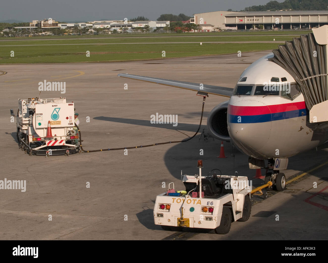 Malaysische Flugzeug für den Flug vorbereitet, Penang, Malaysia, Air Port Stockfoto