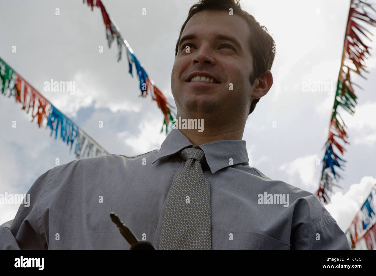 Porträt eines Verkäufers im Freien. Stockfoto