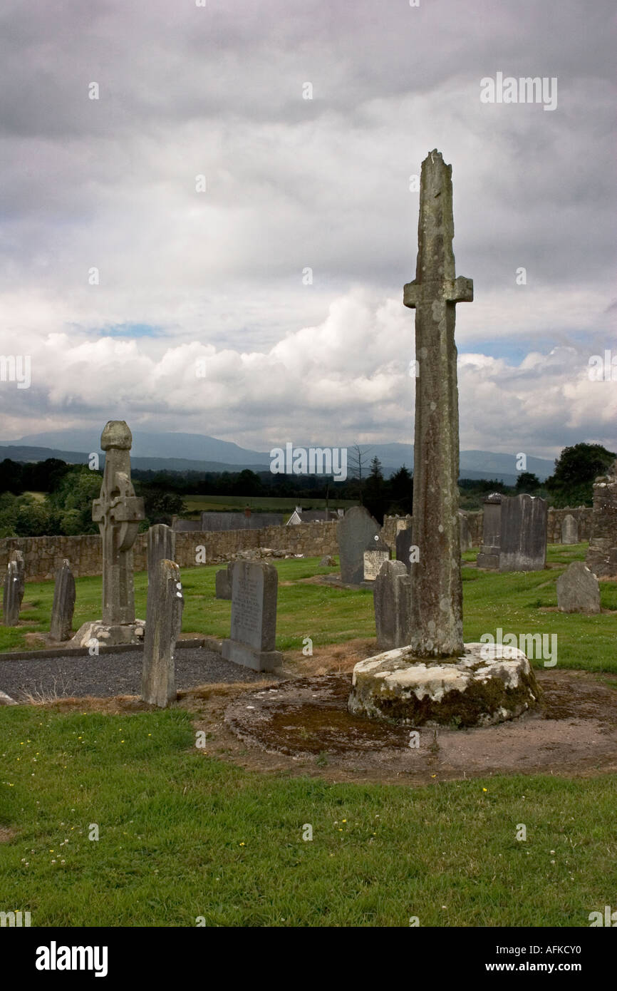 Keltische hohe Kreuze am Kilkieran, Grafschaft Kilkenny, Irland Stockfoto