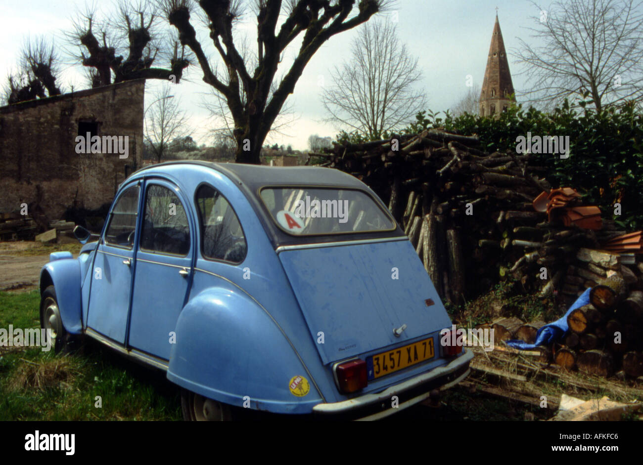 französische Oldtimer Citroen 2hp Landschaft Frankreich Stockfoto