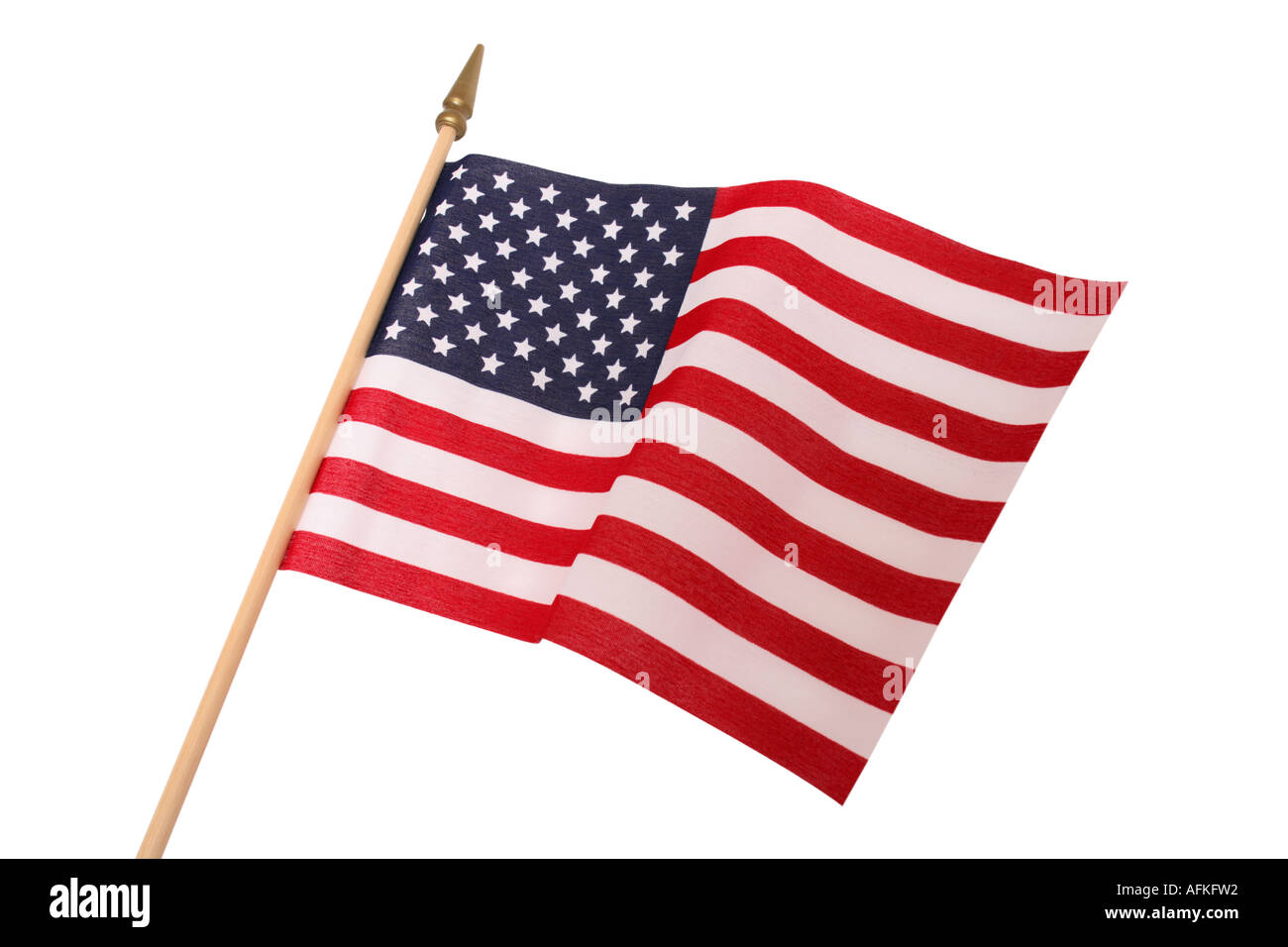 Amerikanische Flagge auf weißem Hintergrund Stockfoto