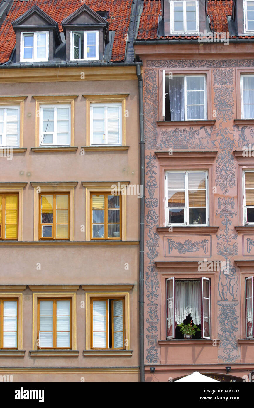 Altstadt von Warschau Polen quadratische Gebäude und Architektur Stockfoto