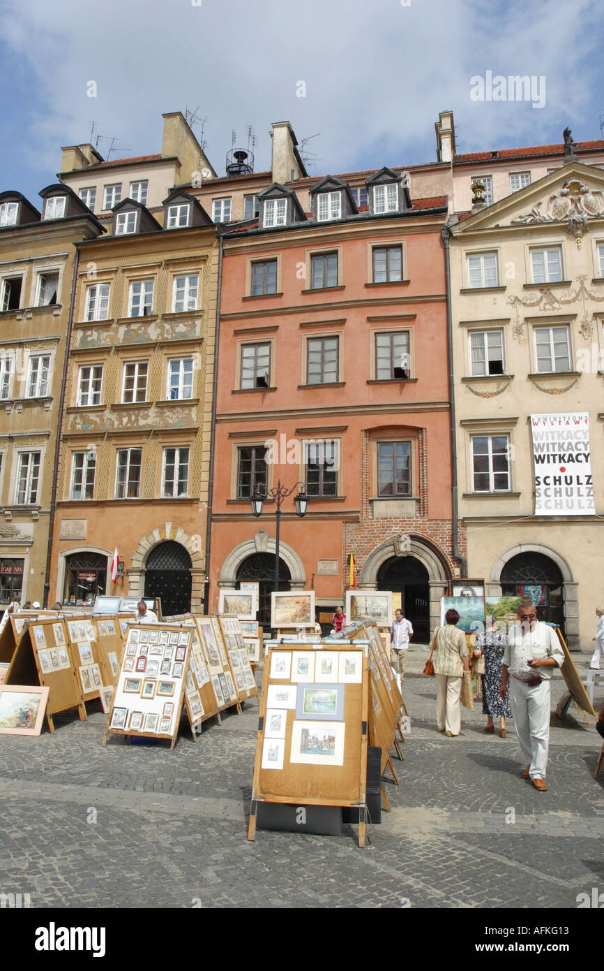 Altstadt von Warschau Polen quadratische Gebäude Architektur und Kunst zu verkaufen Stockfoto