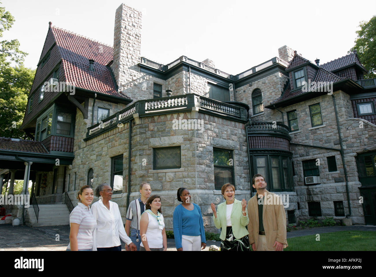 Indiana St. Joseph County, South Bend, Zentrum für Geschichte, Copshaholm, 1895 romanische Königin-Anne-Stil Oliver Mansion, Reisegruppe, Besucher reisen Stockfoto