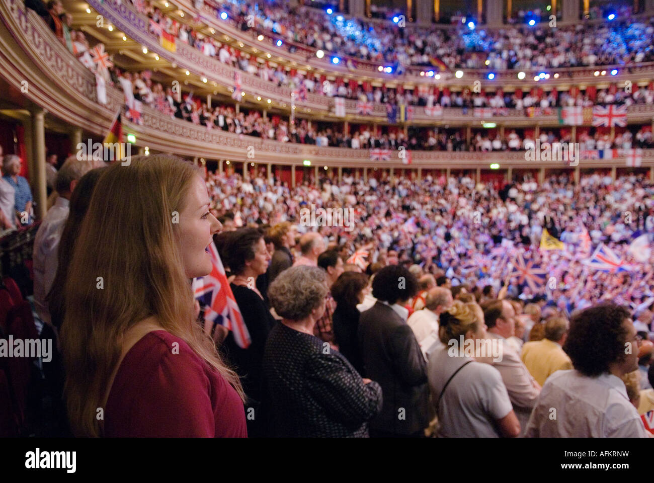 Die letzte Nacht der Proms in der Royal Albert Hall South Kensington London UK Henry Wood Promenadenkonzerte HOMER SYKES Stockfoto