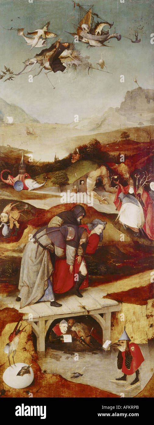 "Fine Arts, Bosch, Hieronymus, (ca. 1450-1516), Malerei,"die Versuchung des Heiligen Antonius", links-Panel, 1505 1506, Öl Stockfoto