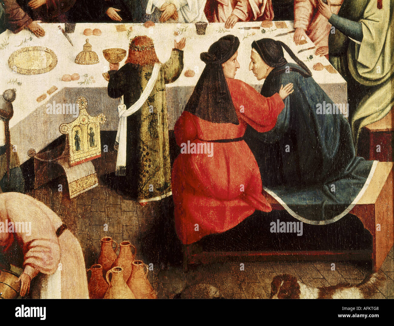 "Bildende Kunst, religiöse Kunst, Malerei,"Hochzeitsfest in Kana", unbekannter Künstler, nach 1554, Öl auf Holz, 93 x 72 cm, Boyman Stockfoto
