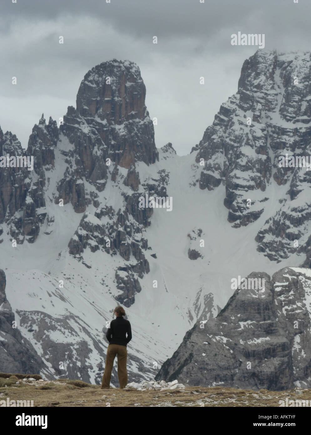 Italien - Blick auf Cristallo von Strudelkopft in die Dolomiten-region Stockfoto