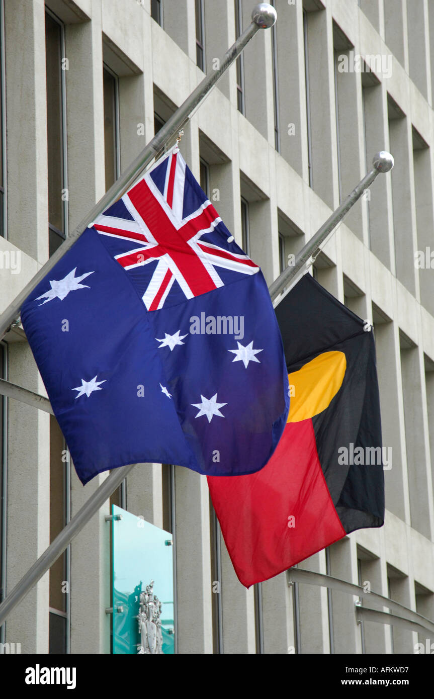 Australische Flagge außerhalb Nr. 1 Treasury legen Sie City of Melbourne Victoria Australien Stockfoto