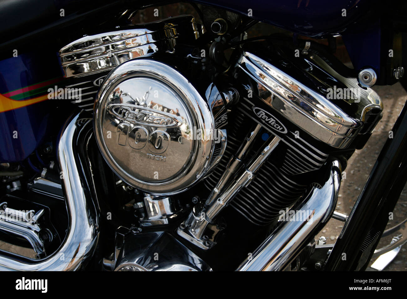 Harley Davidson Custom Chopper Motor Stockfoto