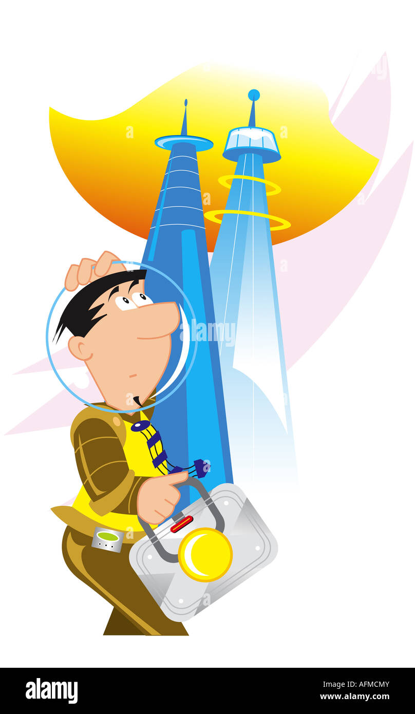 Geschäftsmann hält eine Aktentasche Stockfoto