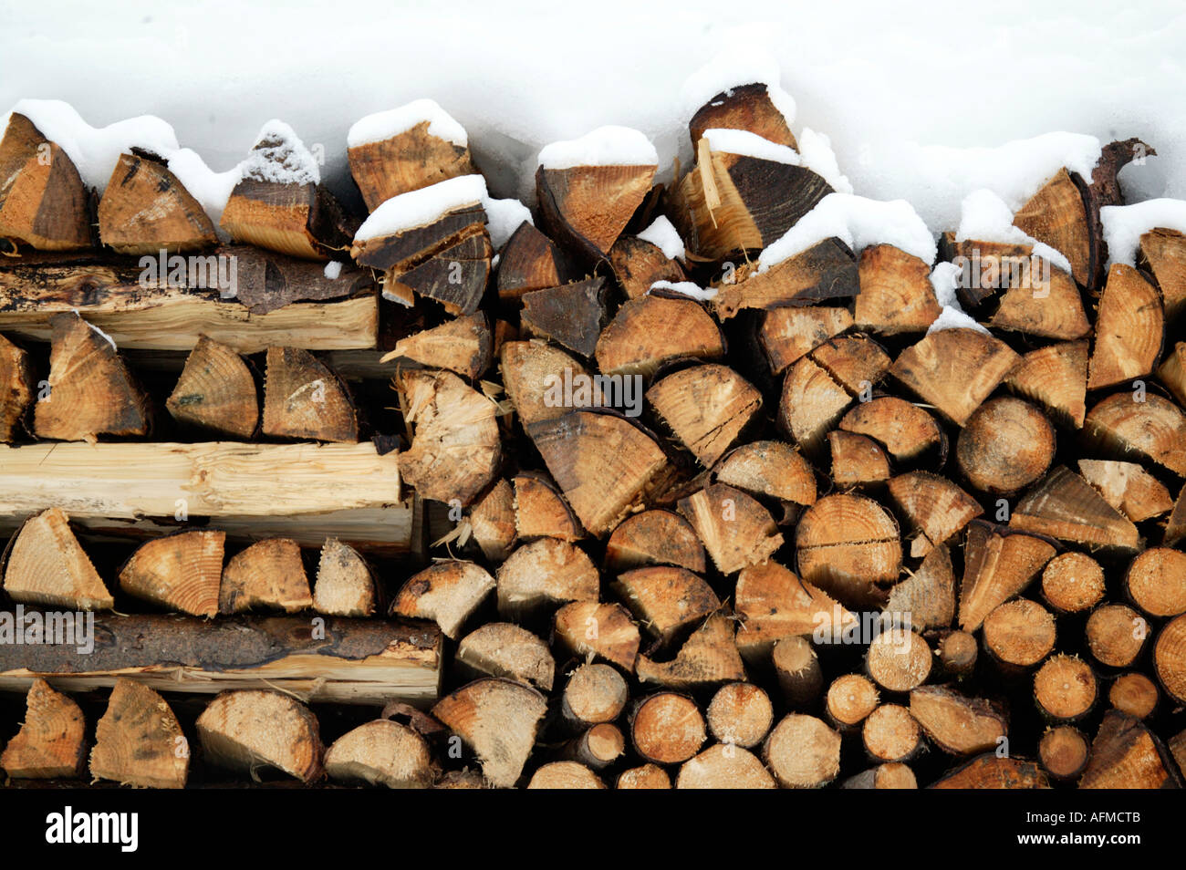 Protokoll-Stapel, Morzine, Alpen, Frankreich Stockfoto