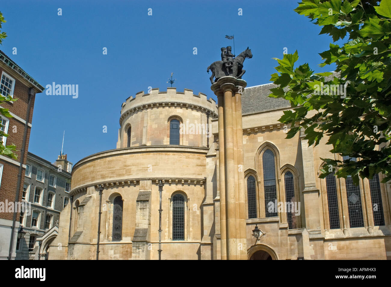London, England, Vereinigtes Königreich. Temple Church (c1185 restauriert 19.) in The City of Fleet Street Stockfoto