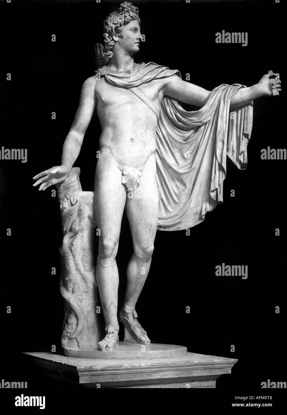 Apollon, Apoll, Apollo, gott der griechen, Statue, Marmor, Vatikanmuseum Rom, Mythologie, Feigenblatt, Geburtstagsanzug, Stockfoto