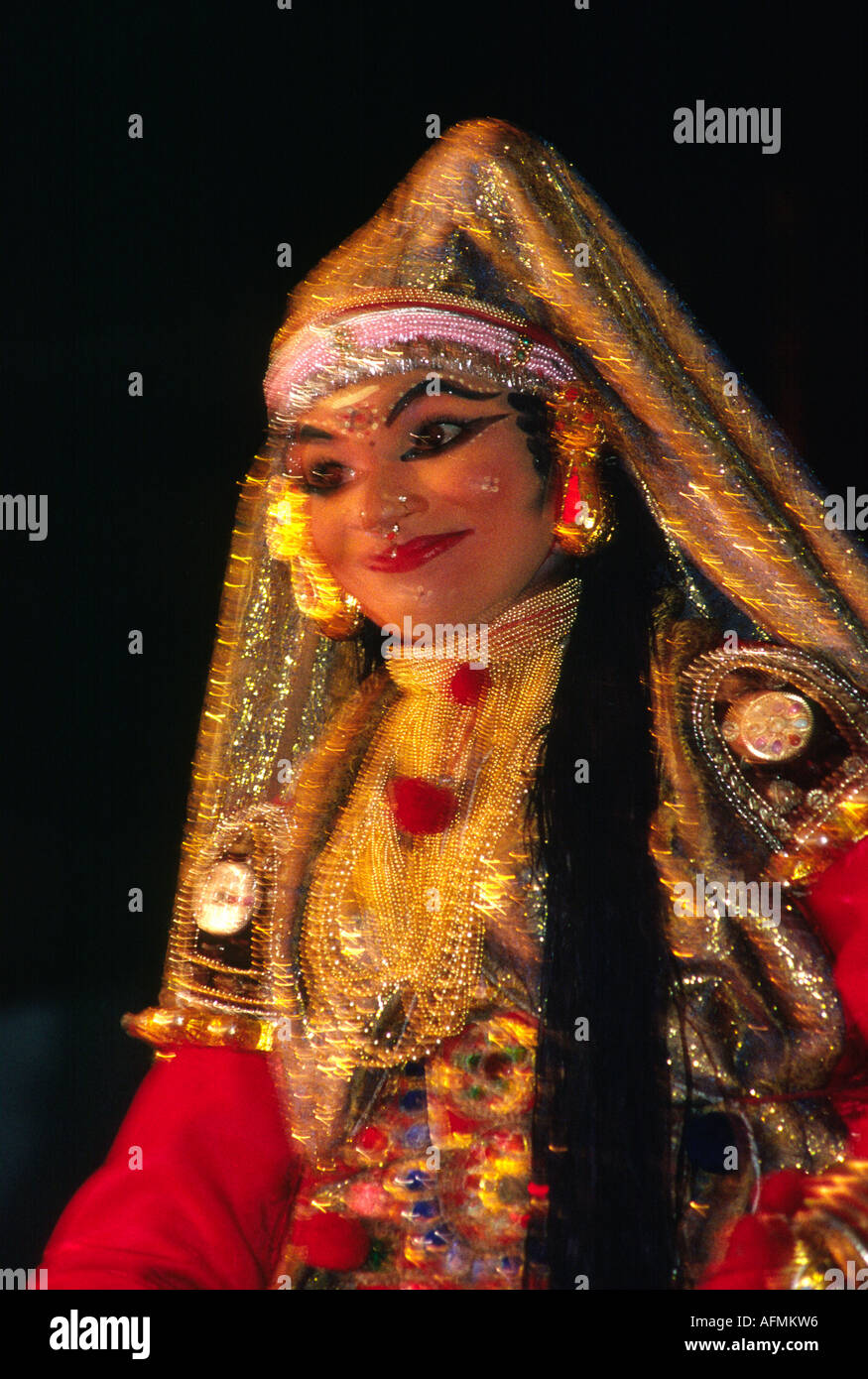 Indien-Kerala-Alleppey Kultur Kathakali Tänzer Stockfoto