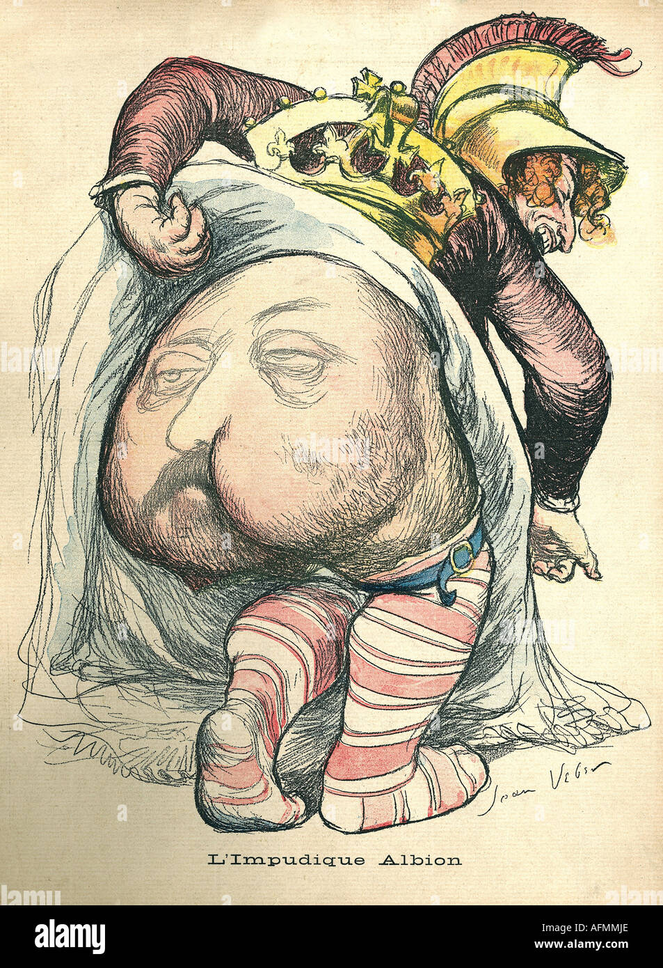 Edward VII, 9.11.1841 - 6.5.1910, König von Großbritannien 22.1.1901 - 6.5.1910, Karikatur, Unreine Albion, Zeichnung von Jean Veber, lithograph, Frankreich, 1901, Stockfoto