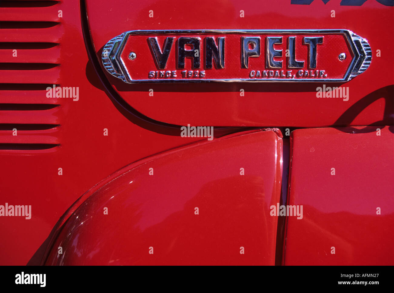 "^ Abzeichen,"Van Pelt""Feuerwehrauto"^ Sausalito, Kalifornien" Stockfoto