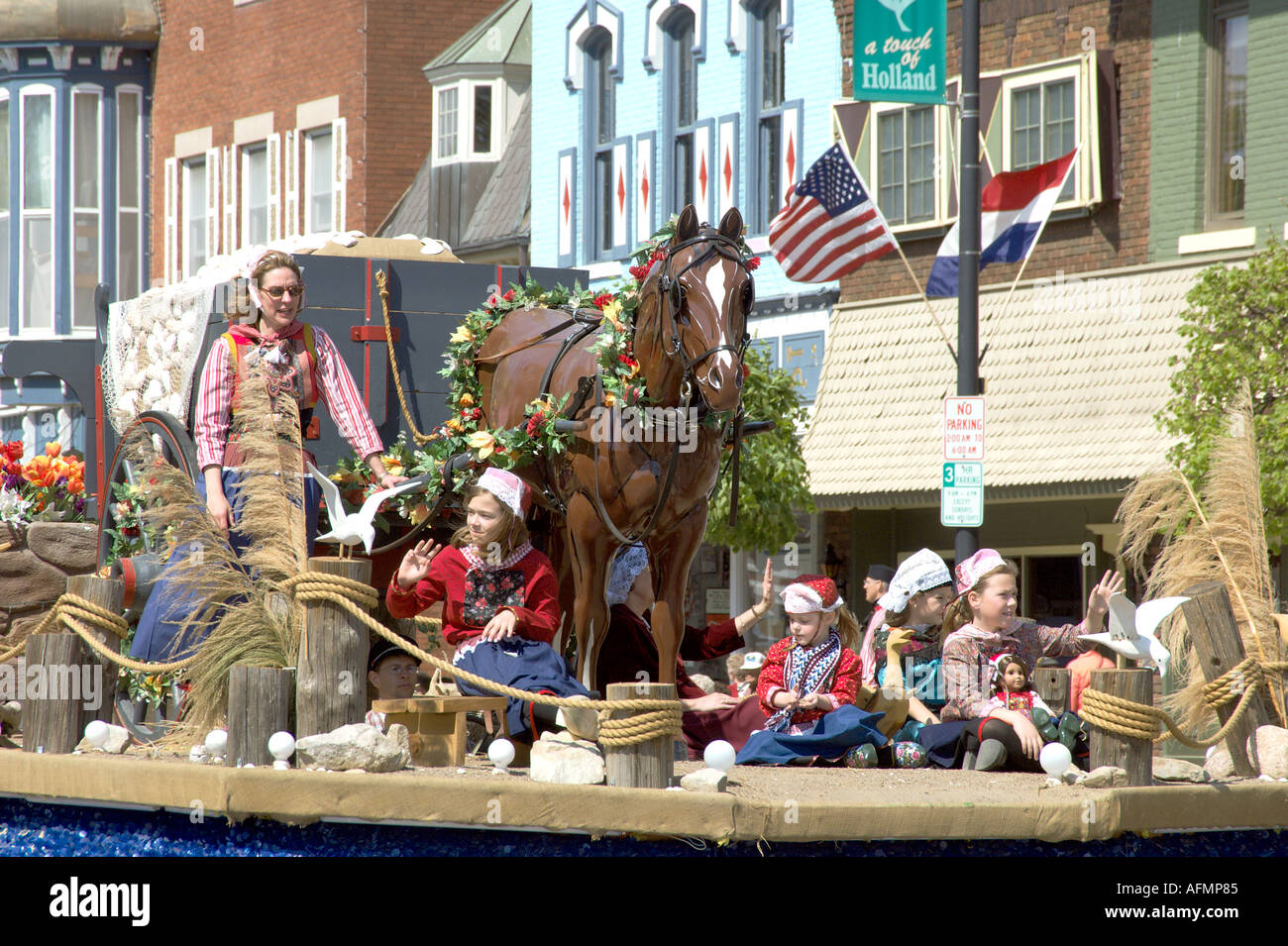 Ein Schwimmer zum Gedenken an die frühen holländischen Siedler in Pella, Iowa USA Stockfoto