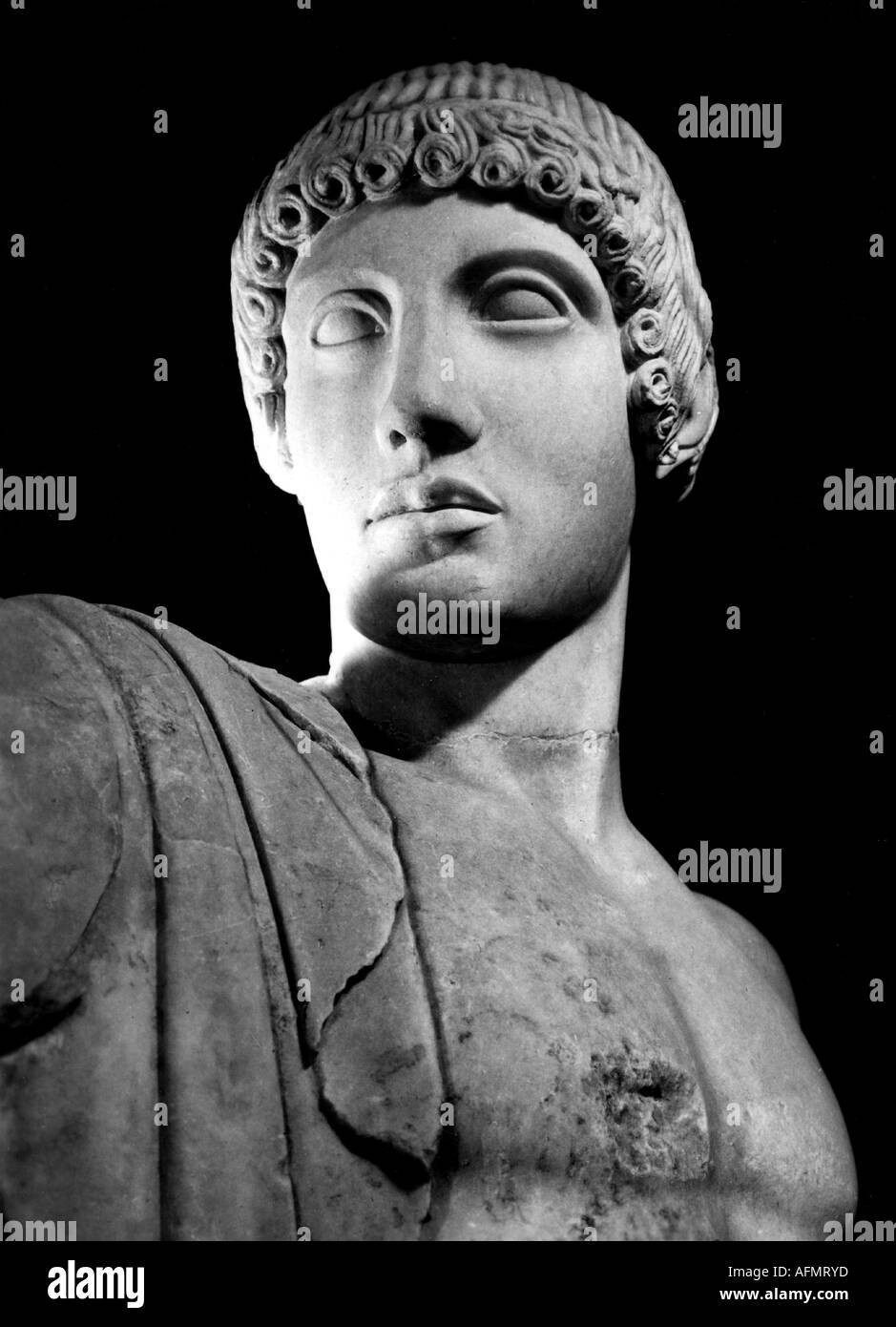 Apollon, Apoll, Apollo, greek god, Bust, Olympia Museum, Athen, Griechenland, Porträt, Mythologie, Stockfoto