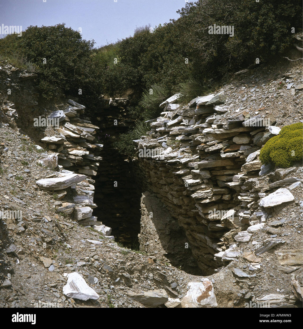 Tod, Gräber, Mykenisches Grab, 6. Jahrhundert v. Chr., Thorikos, Attika, Griechenland, alte Welt, Zeitalter der Bronze, Grab, Architektur, historisch, historisch, alt, Stockfoto