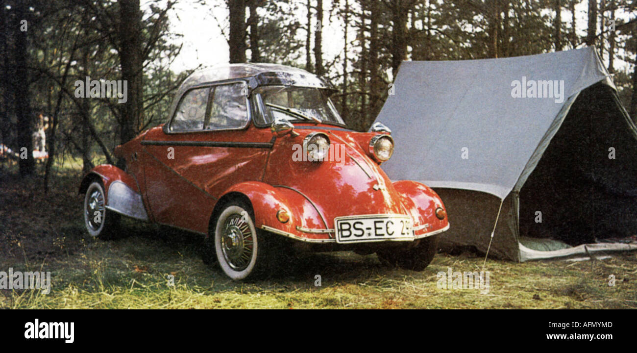 Transport/Transport, Auto, Messerschmitt, Zelt, 1950er Jahre, Stockfoto
