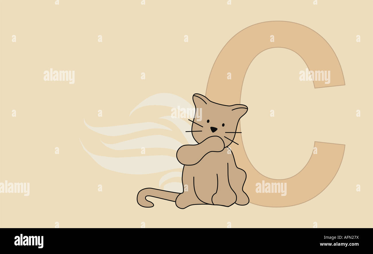 Der Buchstabe C mit einer Katze Stockfoto