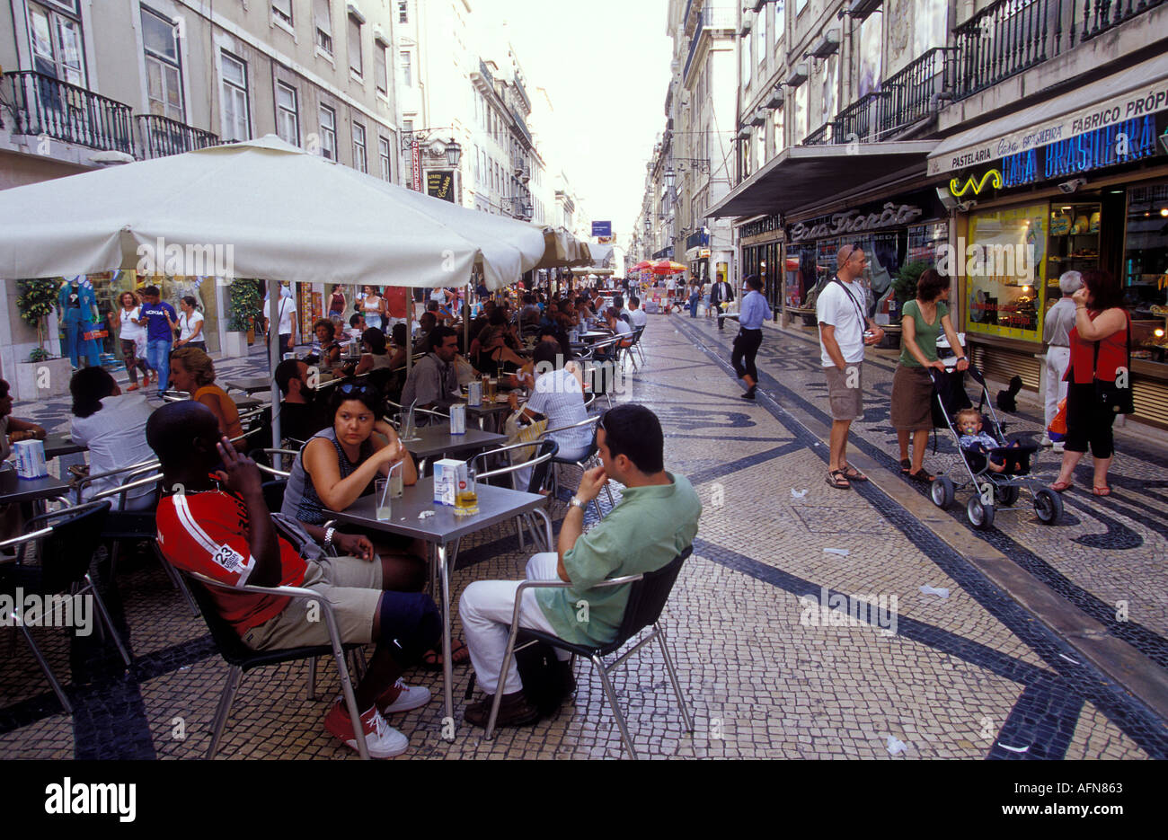 Portugal-Lissabon-Rua Augusta der Haupteinkaufsstraße im Zentrum von Lissabon Stockfoto