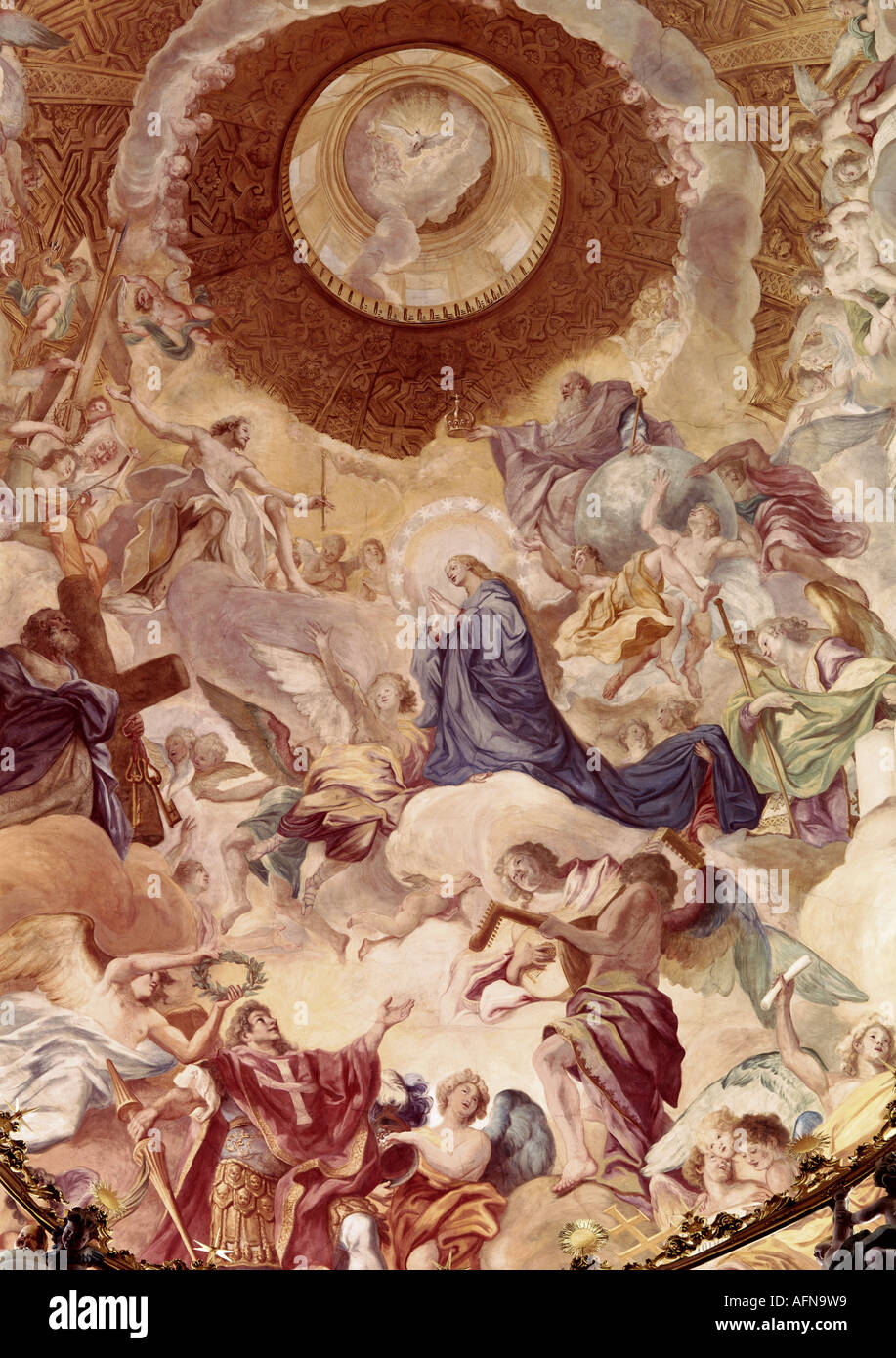 Bildende Kunst, Asam, Cosmas Damian, (1686-1739), Malerei, Deckengemälde, Detail, 1721, Weltenburg Kloster, Bayern, Deutschland, Eu Stockfoto