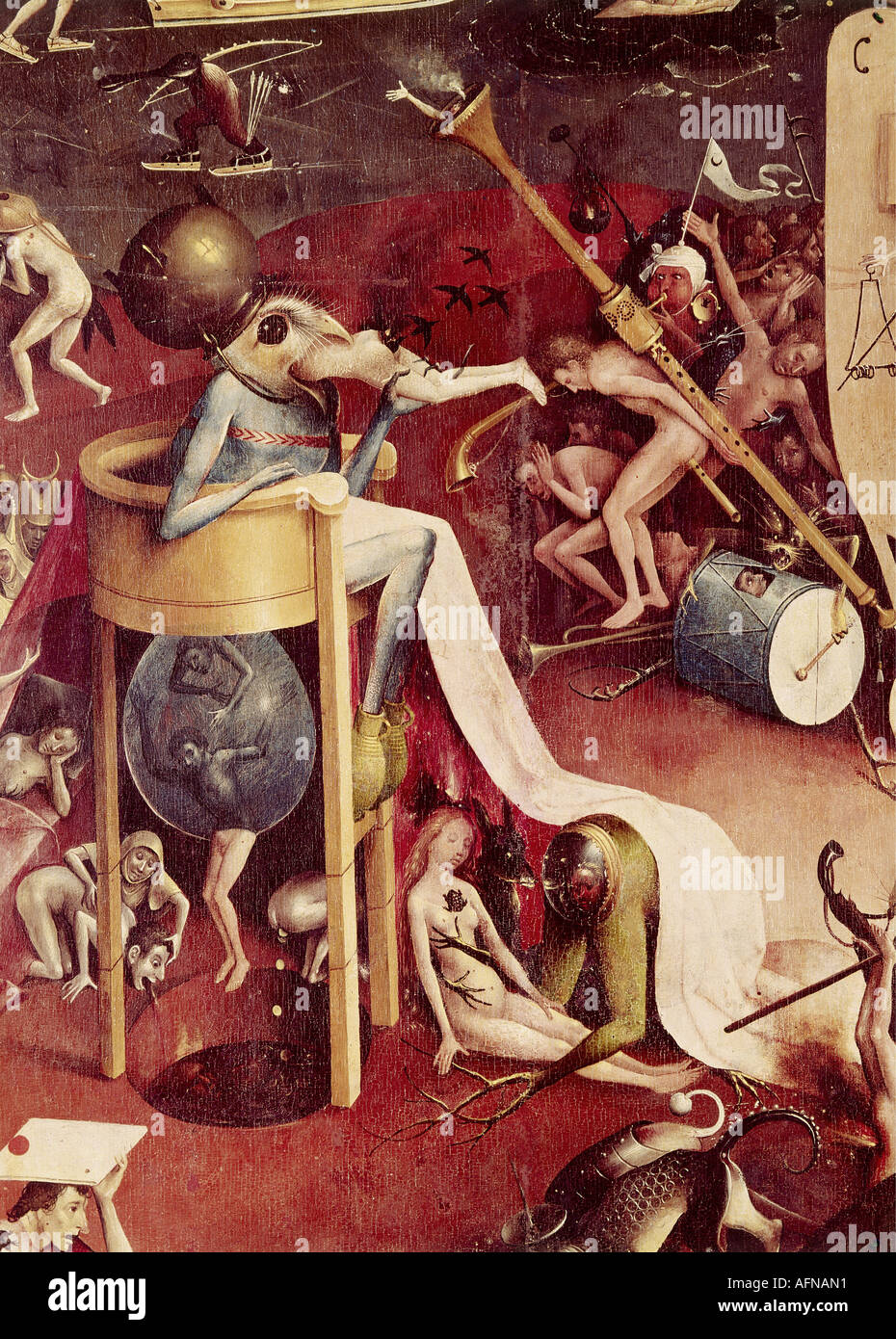 "Bildende Kunst, Bosch, Hieronymus (ca. 1450-1516), Malerei,"Garten der Lüste", rechter Flügel,"Hölle", Detail, Circ Stockfoto
