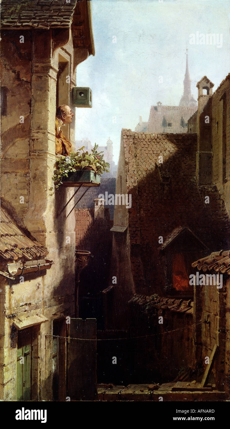 "Bildende Kunst - Spitzweg, Carl (1808 – 1885), malen,"Ein Hypochonder"(The Hypochonder), ca. 1865, Öl auf Leinwand, Schack Stockfoto
