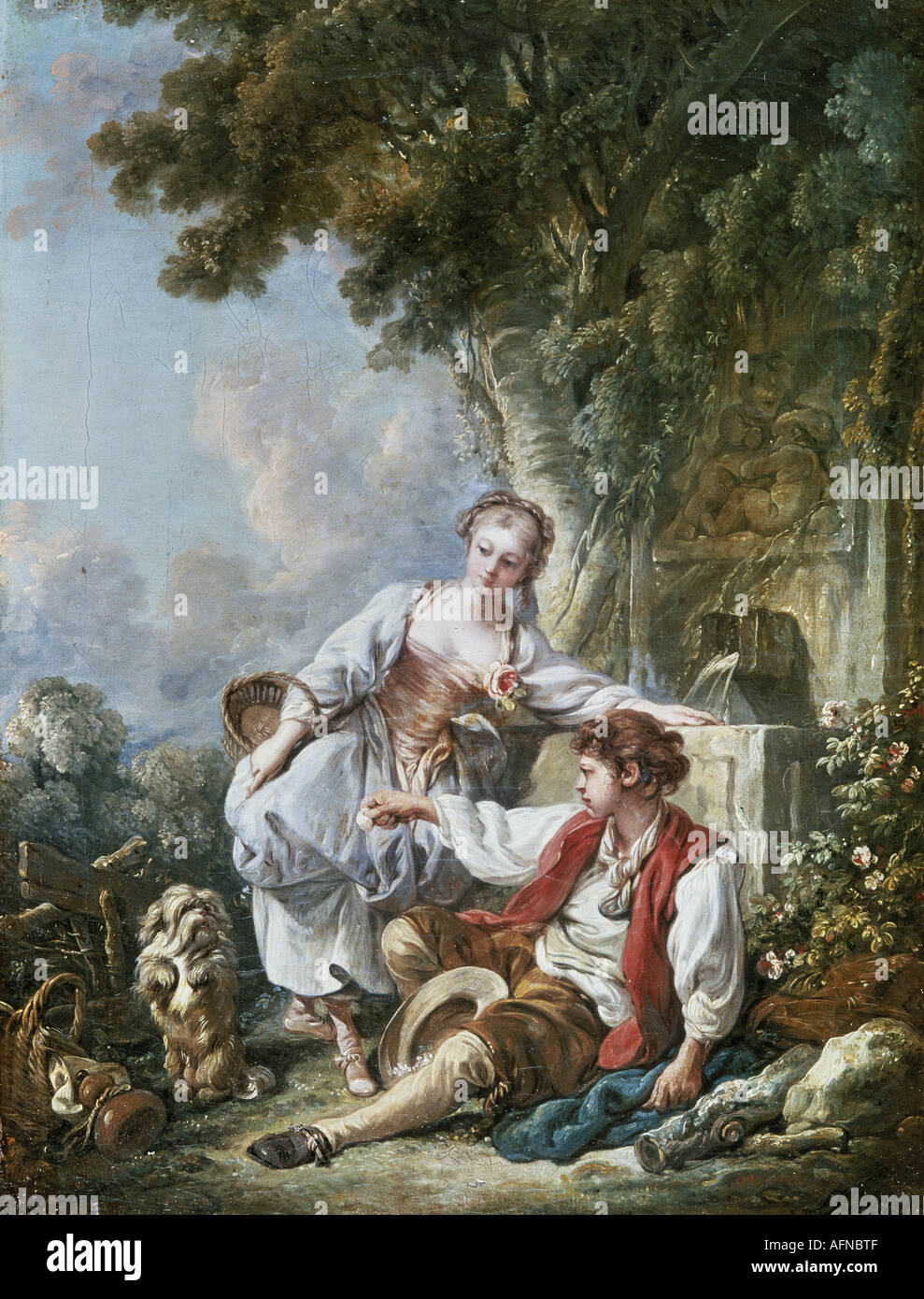 "Fine Arts, Boucher, Francois (1703-1770), Malerei,"Dressur eines Hundes", 18. Jahrhundert, Museum für Kunst und Geschichte, Nimes, Stockfoto
