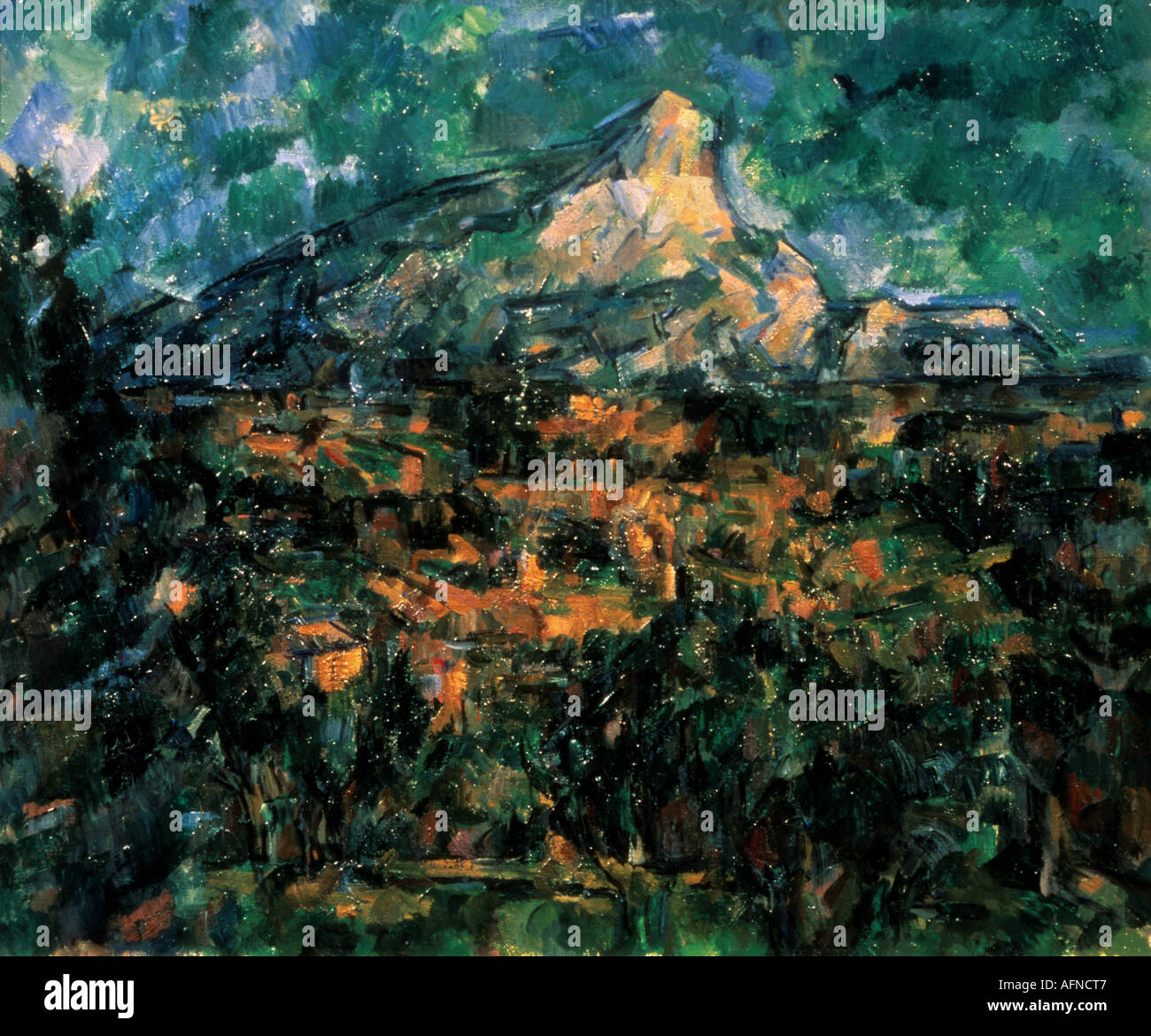"Fine Arts, Cezanne, Paul, (1839-1906), Malerei,"Landschaft bei Aix", 1900, 78 cm x 99 cm, Eremitage, Sankt Petersburg, hist Stockfoto