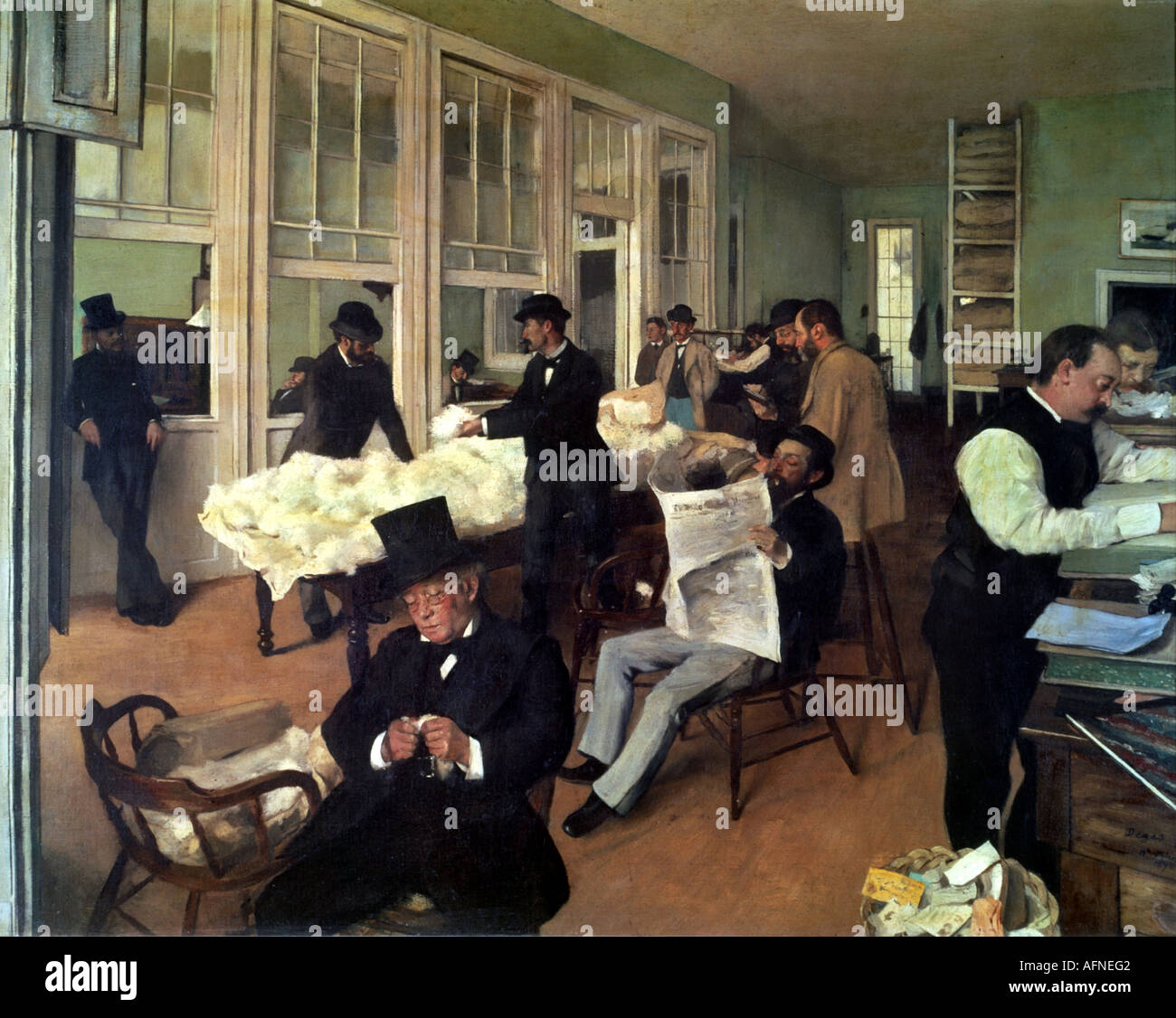 "Fine Arts, Degas, Edgar Hilaire Germain (1834-1917), Malerei," Le Bureau de Coton à la Nouvelle Orleans Ou Dans u Porträts Stockfoto