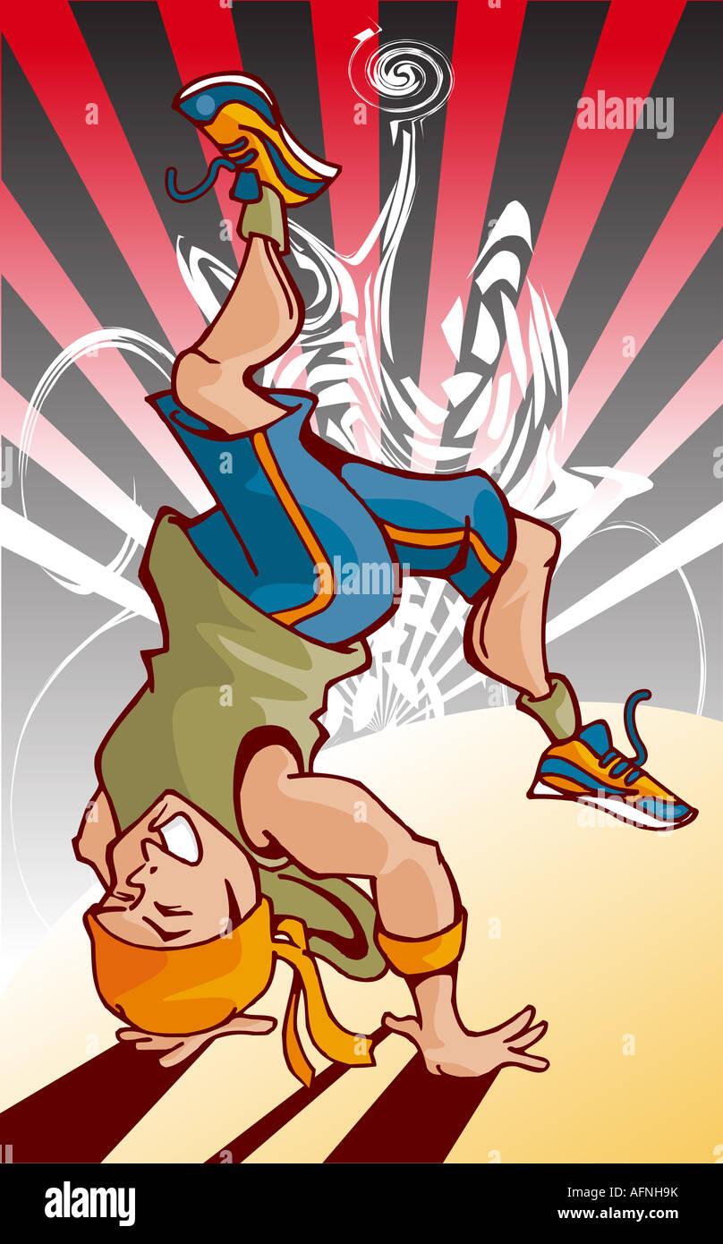 Junger Mann Breakdance in einem Nachtclub Stockfoto