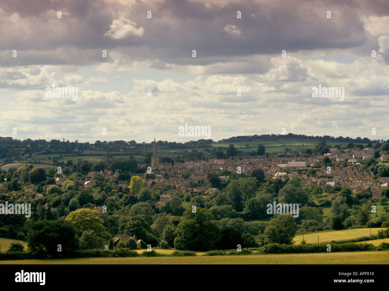 Painswick Dorf von Slad Cotswolds Gloucestershire Foto HOMER SYKES aus gesehen Stockfoto