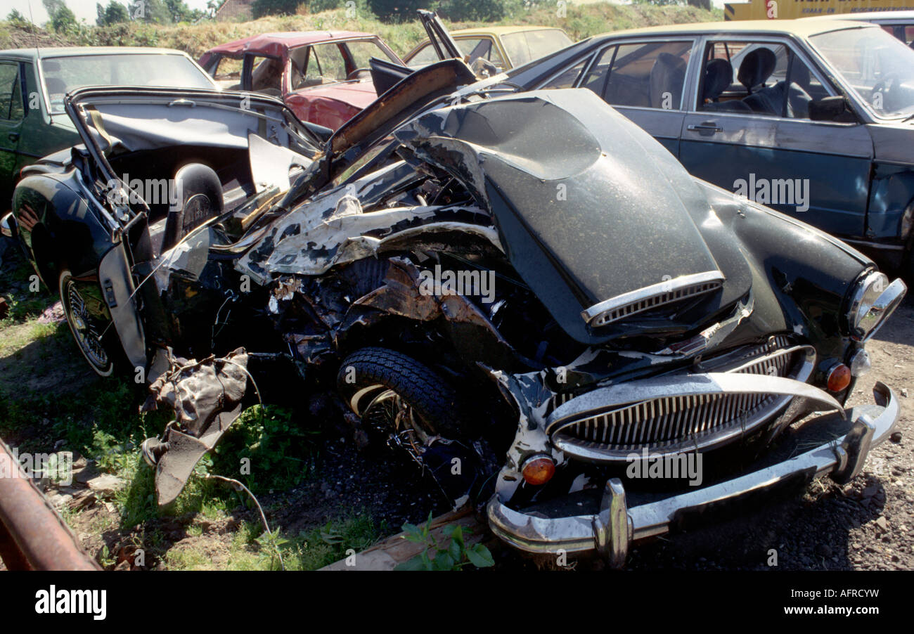 Wrack der Unfall beschädigt klassische sechziger Jahre Austin Healey 3000 MK2 Stockfoto