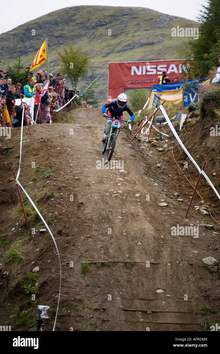 Teilnehmer an der UCI World Championships-downhill-Rennen in Fort William 2007 Stockfoto