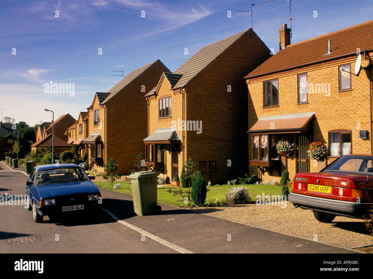 Neue Wohnsiedlung am Rande der Corby-Neustadt Northamptonshire. Regeneration Corby ist eine alte Stahlstadt aus den 1981 80er Jahren des Vereinigten Königreichs HOMER SYKES Stockfoto