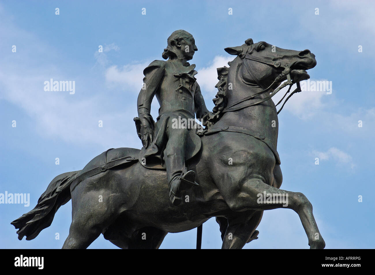 Statue von Gilbert du Motier, Marquis de Lafayette. Mount Vernon Place, Baltimore, Maryland, USA. Stockfoto