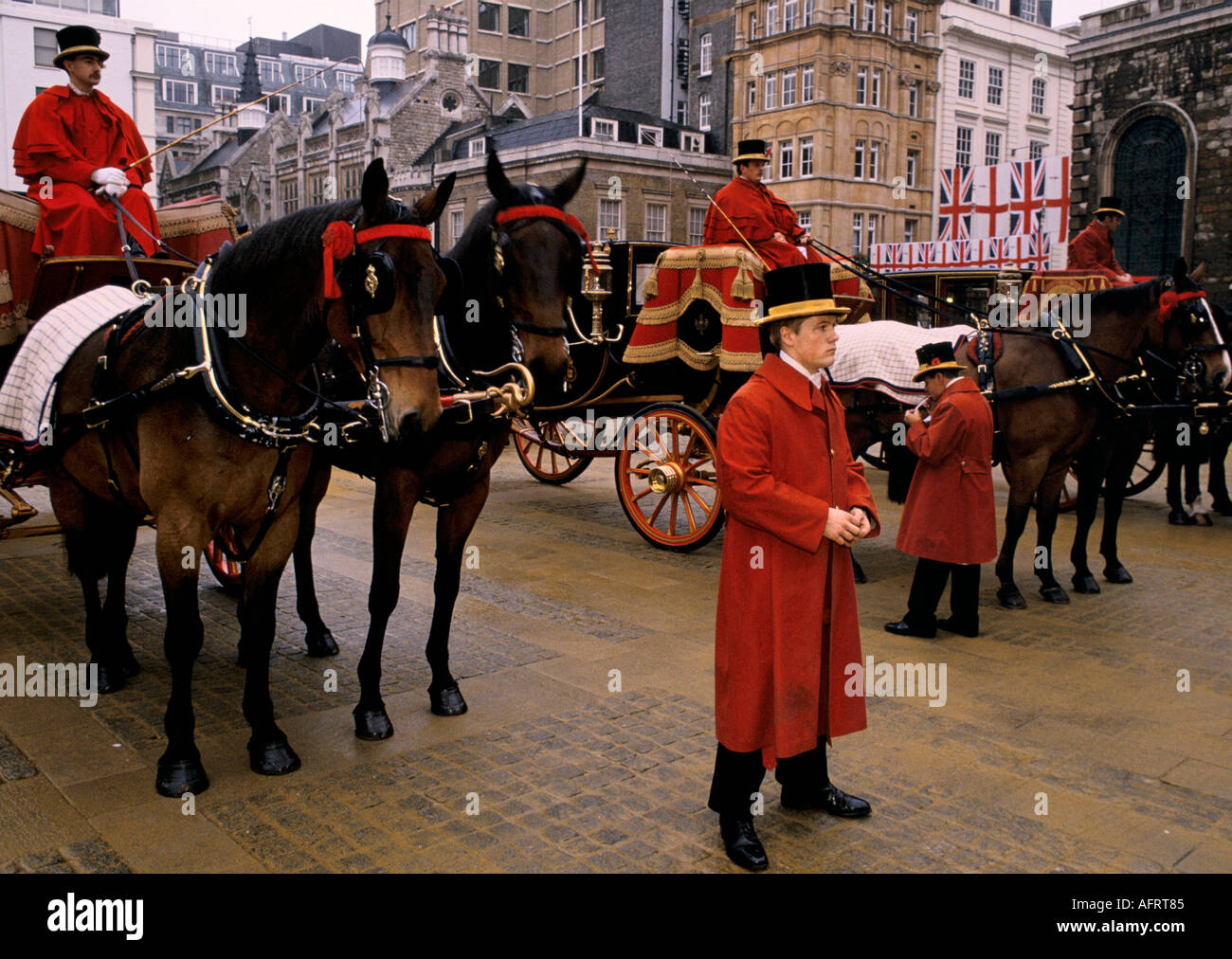 Lord Mayors Show City of London Getting Ready 1990s Großbritannien HOMER SYKES Stockfoto