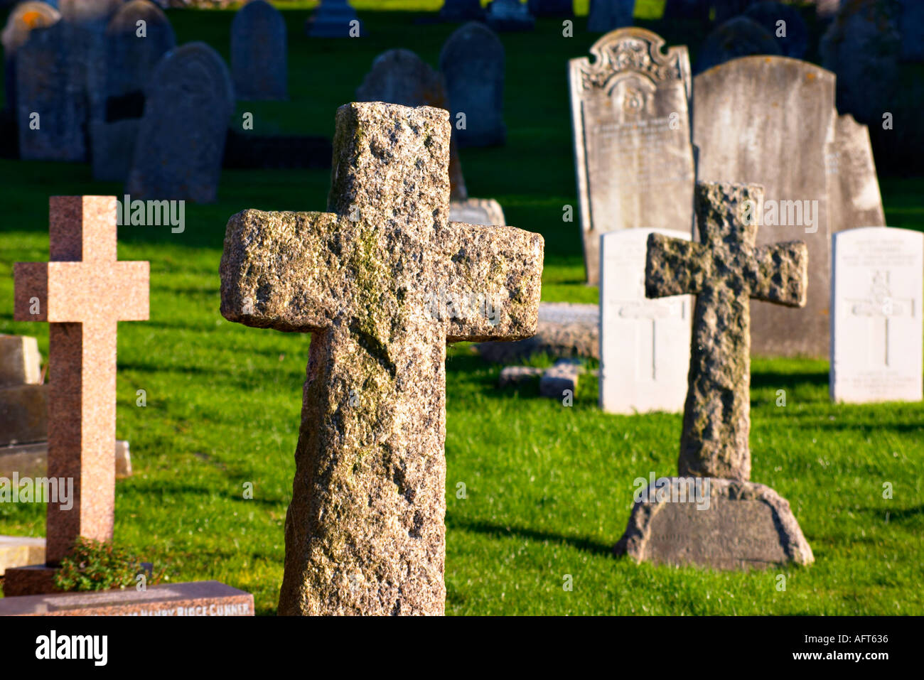 Friedhof mit Grabstein in England UK Stockfoto